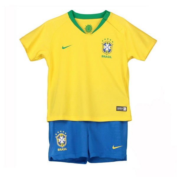 Camiseta Brasil Primera Niño 2018 Amarillo